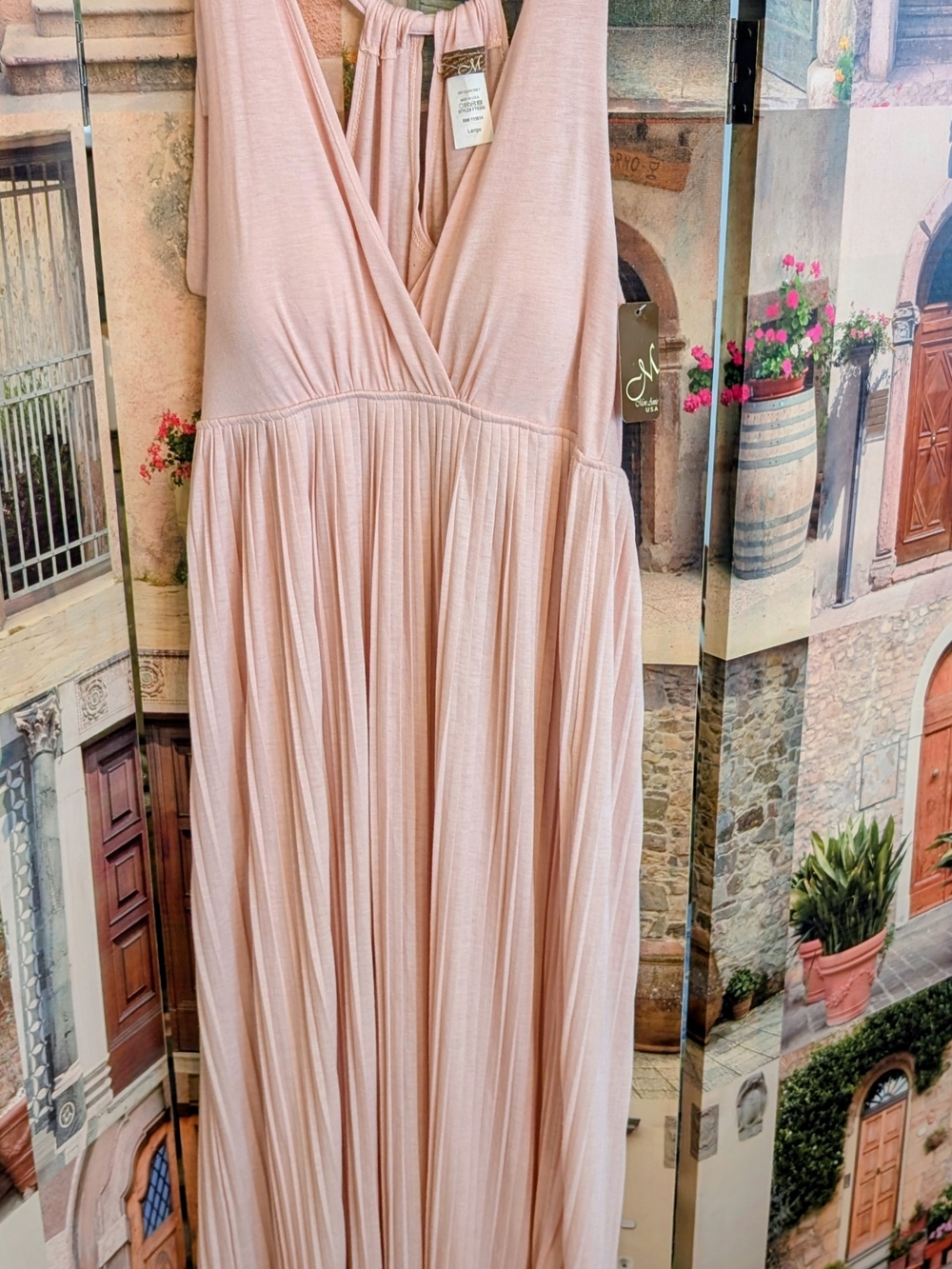 Elegant V-Neck Maxi Dress in Blush Pink